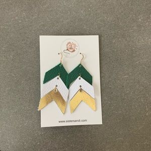 NWT Chevron Leather Earrings